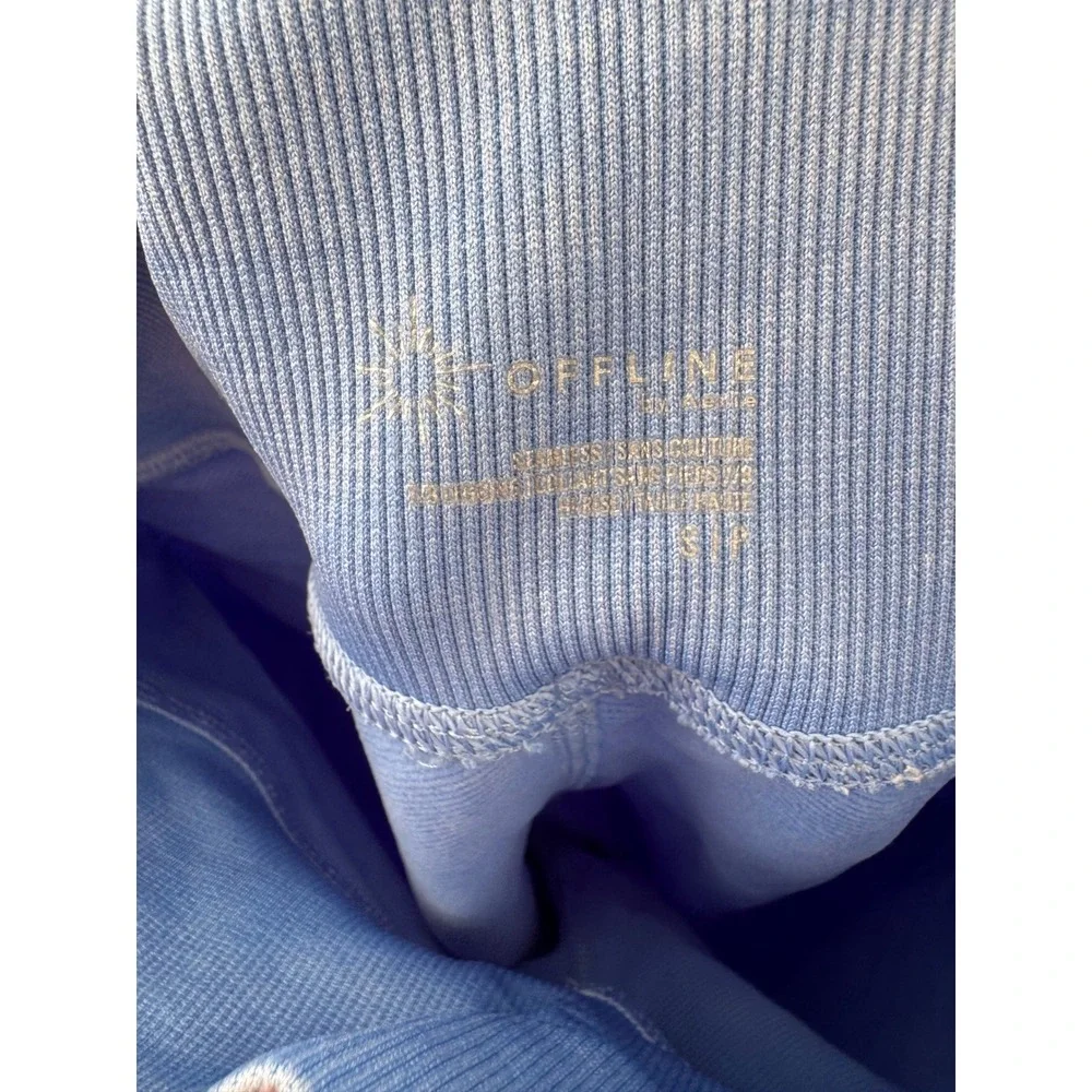 AE OFFLINE Seamless Ribbed High Waisted Leggings Light Blue Size S P - Picture 4 of 4